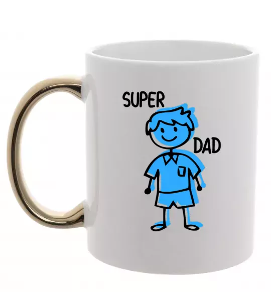 Чашка з кольоровою ручкою Super dad blue Золото фото