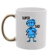 Чашка з кольоровою ручкою Super dad blue Золото фото