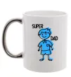 Чашка з кольоровою ручкою Super dad blue Срібло фото