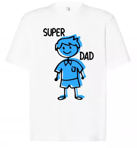 Футболка Оверсайз Super dad blue Белый фото