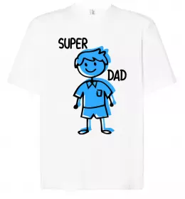Футболка Оверсайз Super dad blue Белый фото