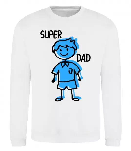 Свитшот Super dad blue Белый фото