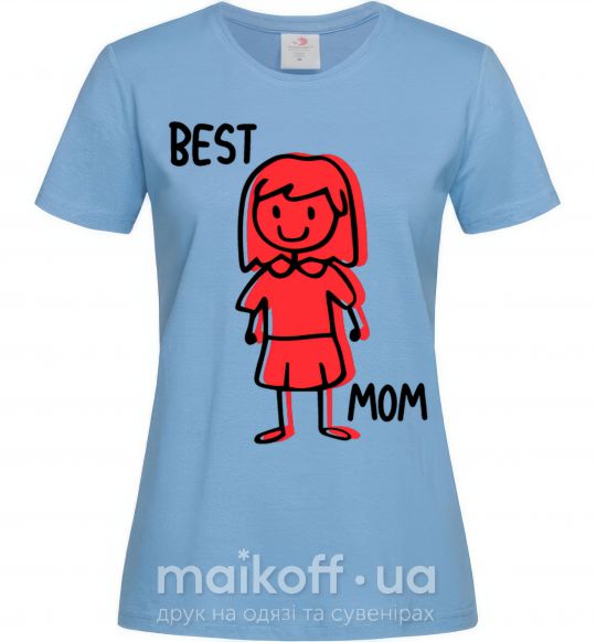 Жіноча футболка Best mom red Блакитний фото