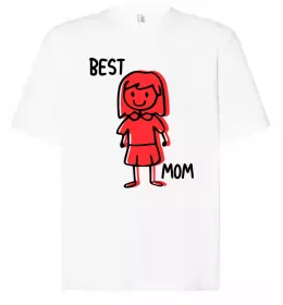 Футболка Оверсайз Best mom red Белый фото