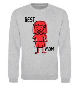 Світшот Best mom red Сірий меланж фото