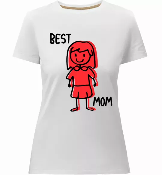 Женская премиум футболка Best mom red Белый фото