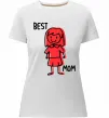 Женская премиум футболка Best mom red Белый фото