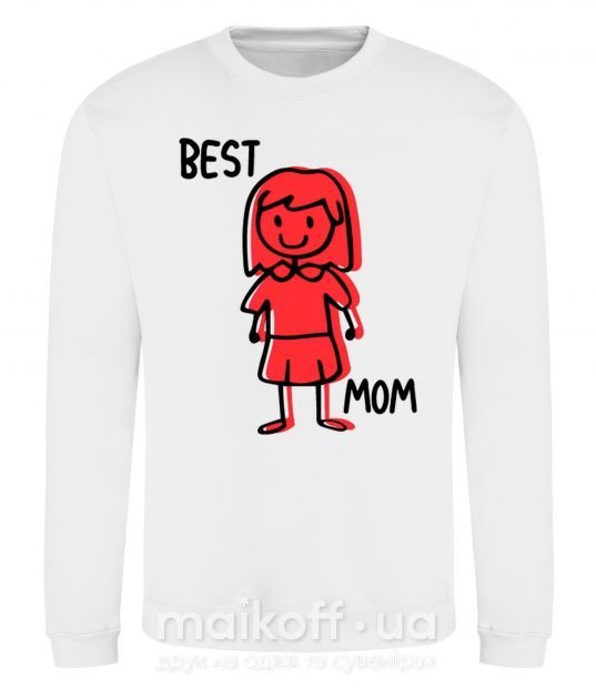 Світшот Best mom red Білий фото