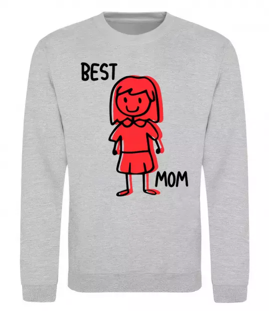 Свитшот Best mom red Серый меланж фото