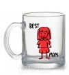 Чашка стеклянная Best mom red Прозрачный фото