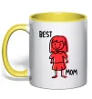 Чашка с цветной ручкой Best mom red Солнечно желтый фото