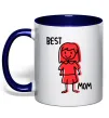 Чашка с цветной ручкой Best mom red Глубокий темно-синий фото