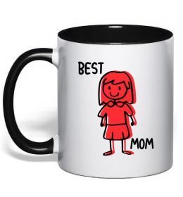 Чашка с цветной ручкой Best mom red