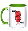 Чашка з кольоровою ручкою Best mom red Зелений фото