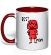 Чашка з кольоровою ручкою Best mom red Червоний фото