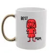 Чашка с цветной ручкой Best mom red Золото фото