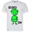 Мужская футболка Beloved son green Белый фото
