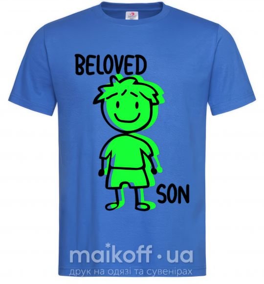 Чоловіча футболка Beloved son green Яскраво-синій фото