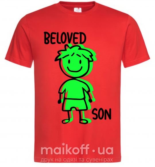 Мужская футболка Beloved son green Красный фото