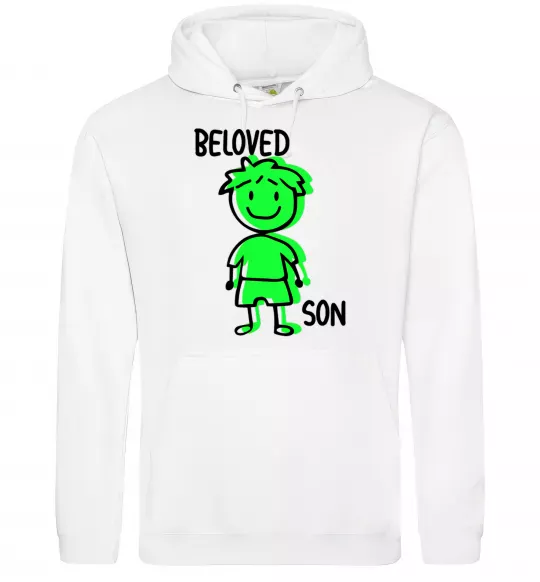 Чоловіча толстовка (худі) Beloved son green Білий фото