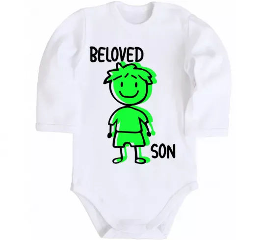 Детский боди Beloved son green Белый фото