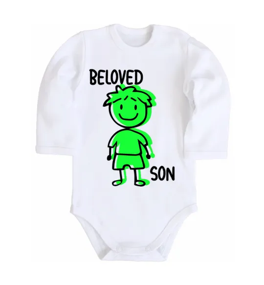 Детский боди Beloved son green Белый фото