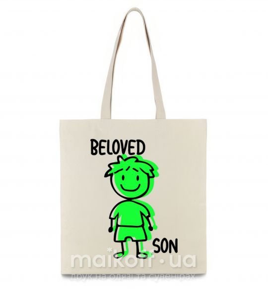 Еко-сумка Beloved son green Бежевий фото