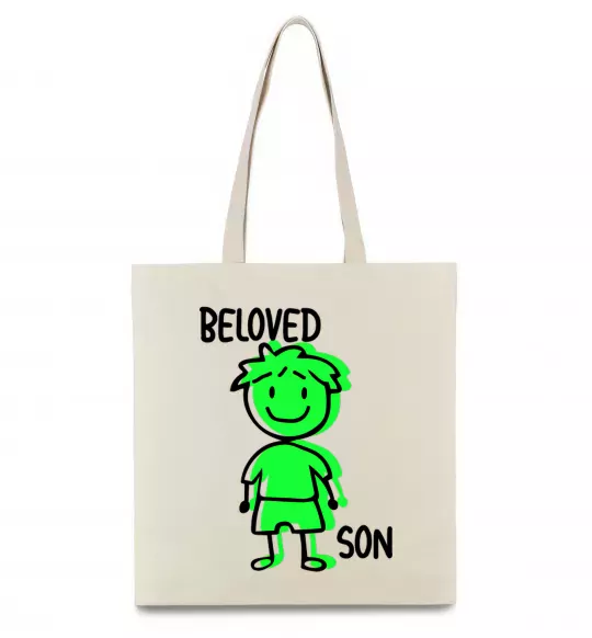 Эко-сумка Beloved son green Бежевый фото