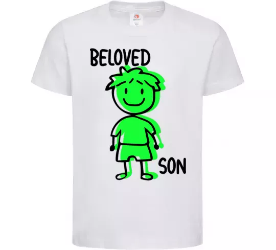 Детская футболка Beloved son green Белый фото