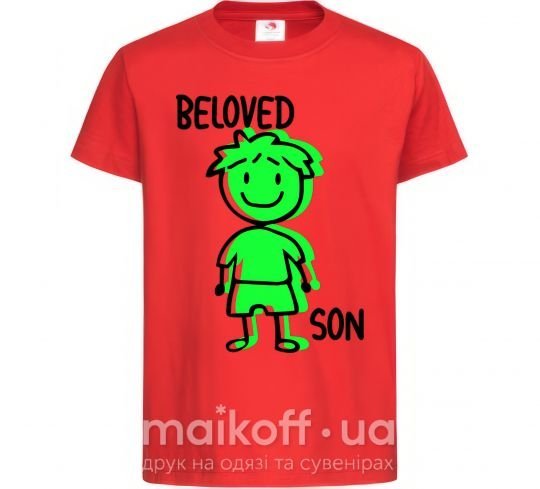 Дитяча футболка Beloved son green Червоний фото