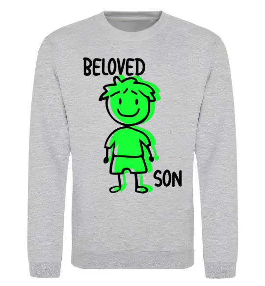 Свитшот Beloved son green Серый меланж фото