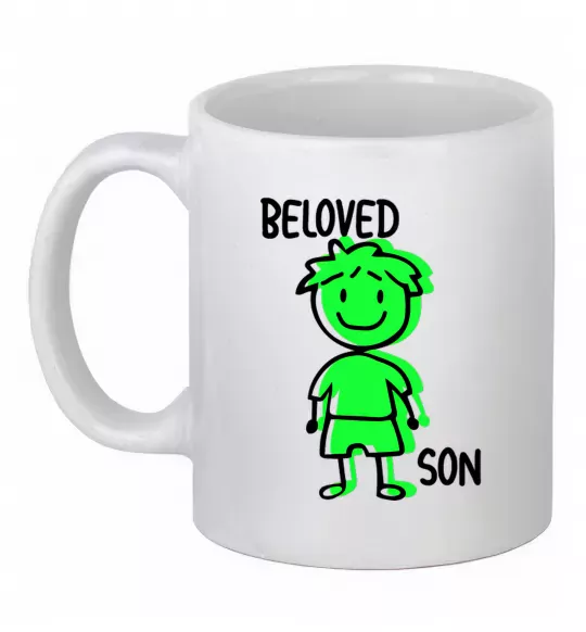 Чашка керамічна Beloved son green Білий фото