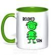 Чашка з кольоровою ручкою Beloved son green Зелений фото