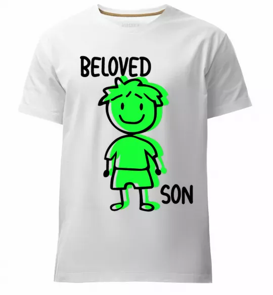 Мужская премиум футболка Beloved son green Белый фото