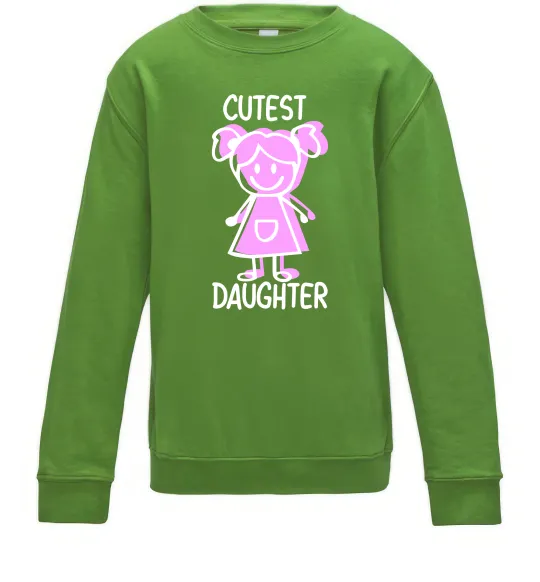 Детский Свитшот Cutest daughter pink Лаймовый фото