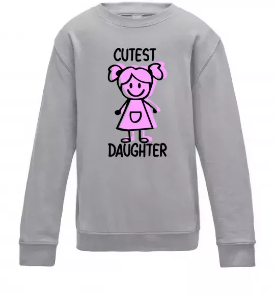 Детский Свитшот Cutest daughter pink Серый меланж фото