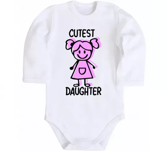 Дитячий бодік Cutest daughter pink Білий фото