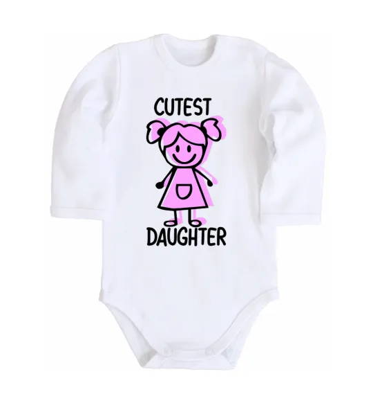 Детский боди Cutest daughter pink Белый фото