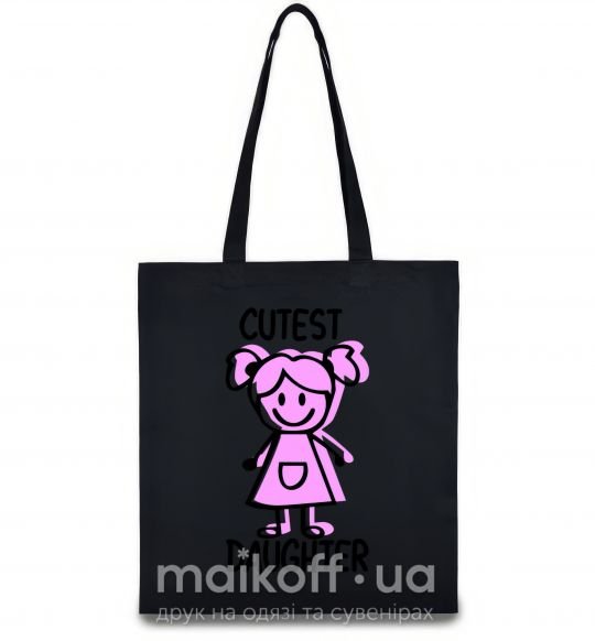 Эко-сумка Cutest daughter pink Черный фото