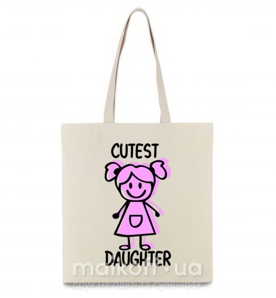 Эко-сумка Cutest daughter pink Бежевый фото