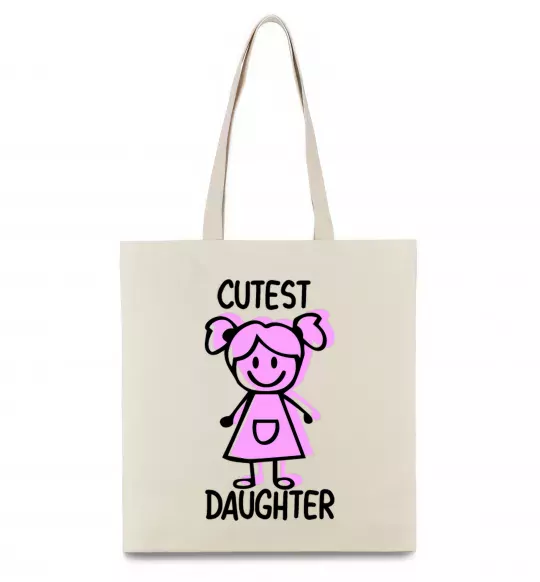 Эко-сумка Cutest daughter pink Бежевый фото