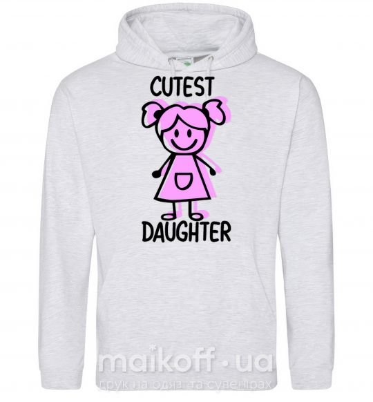 Женская толстовка (худи) Cutest daughter pink Серый меланж фото