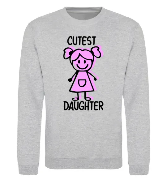 Свитшот Cutest daughter pink Серый меланж фото