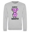Свитшот Cutest daughter pink Серый меланж фото