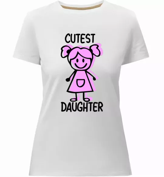 Жіноча преміум футболка Cutest daughter pink Білий фото