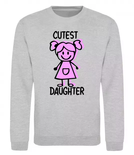 Свитшот Cutest daughter pink Серый меланж фото