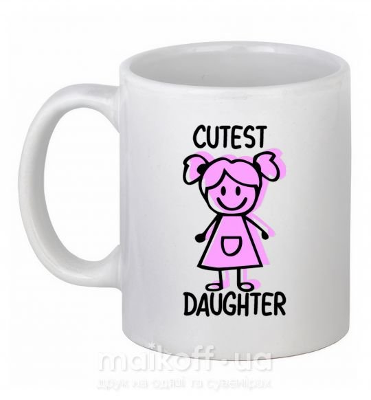 Чашка керамическая Cutest daughter pink Белый фото