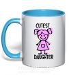 Чашка з кольоровою ручкою Cutest daughter pink Блакитний фото