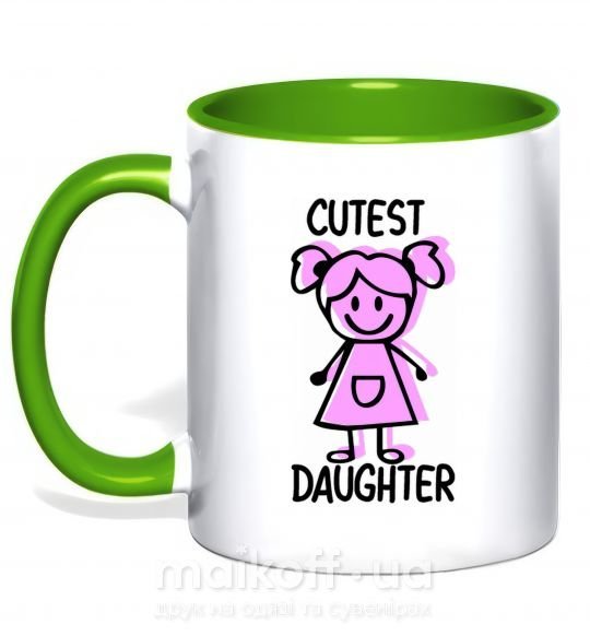 Чашка з кольоровою ручкою Cutest daughter pink Зелений фото
