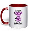 Чашка с цветной ручкой Cutest daughter pink Красный фото